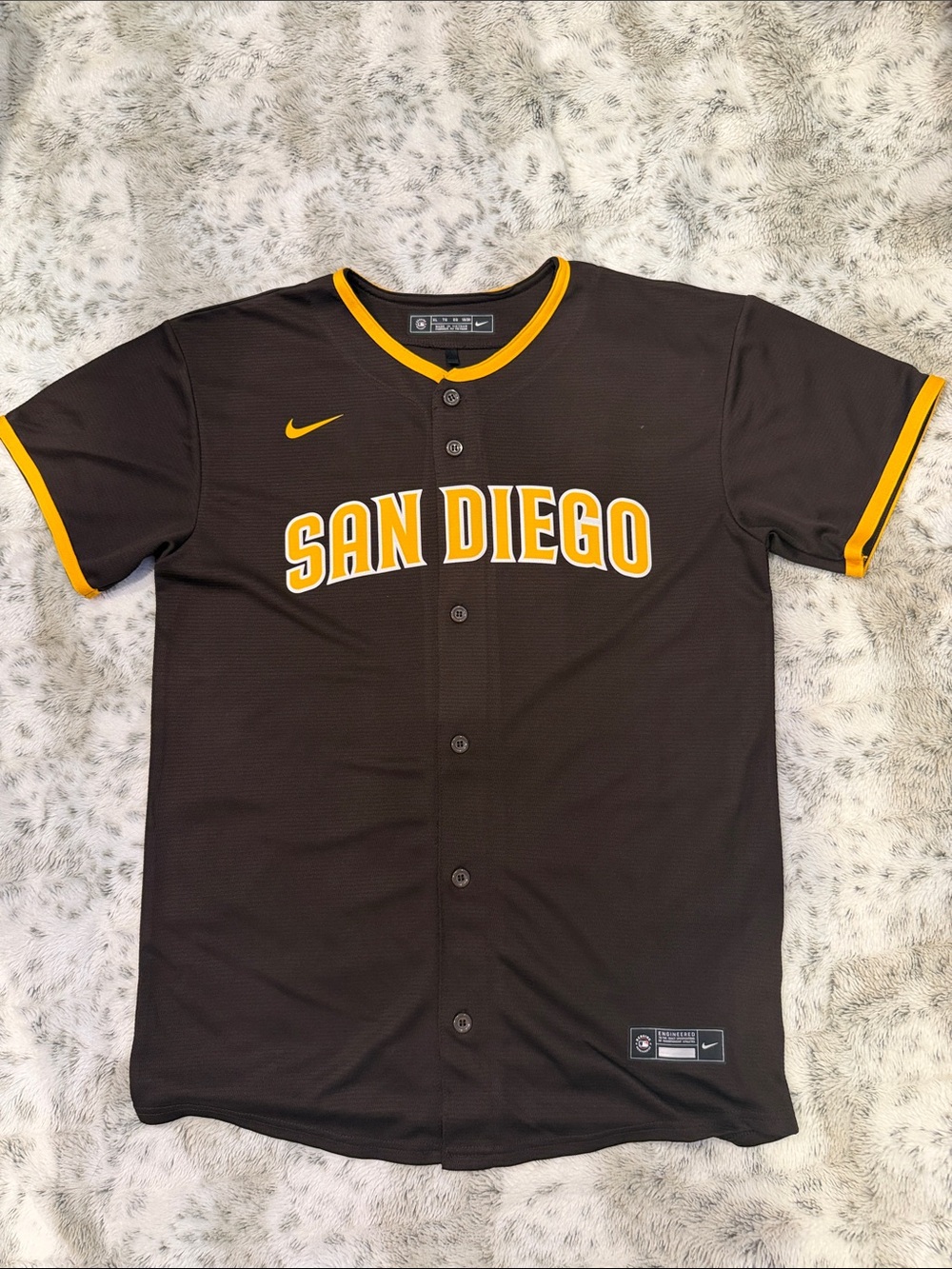 Youth XL Nike Brown and Yellow San Diego Button-Up Kids Jersey